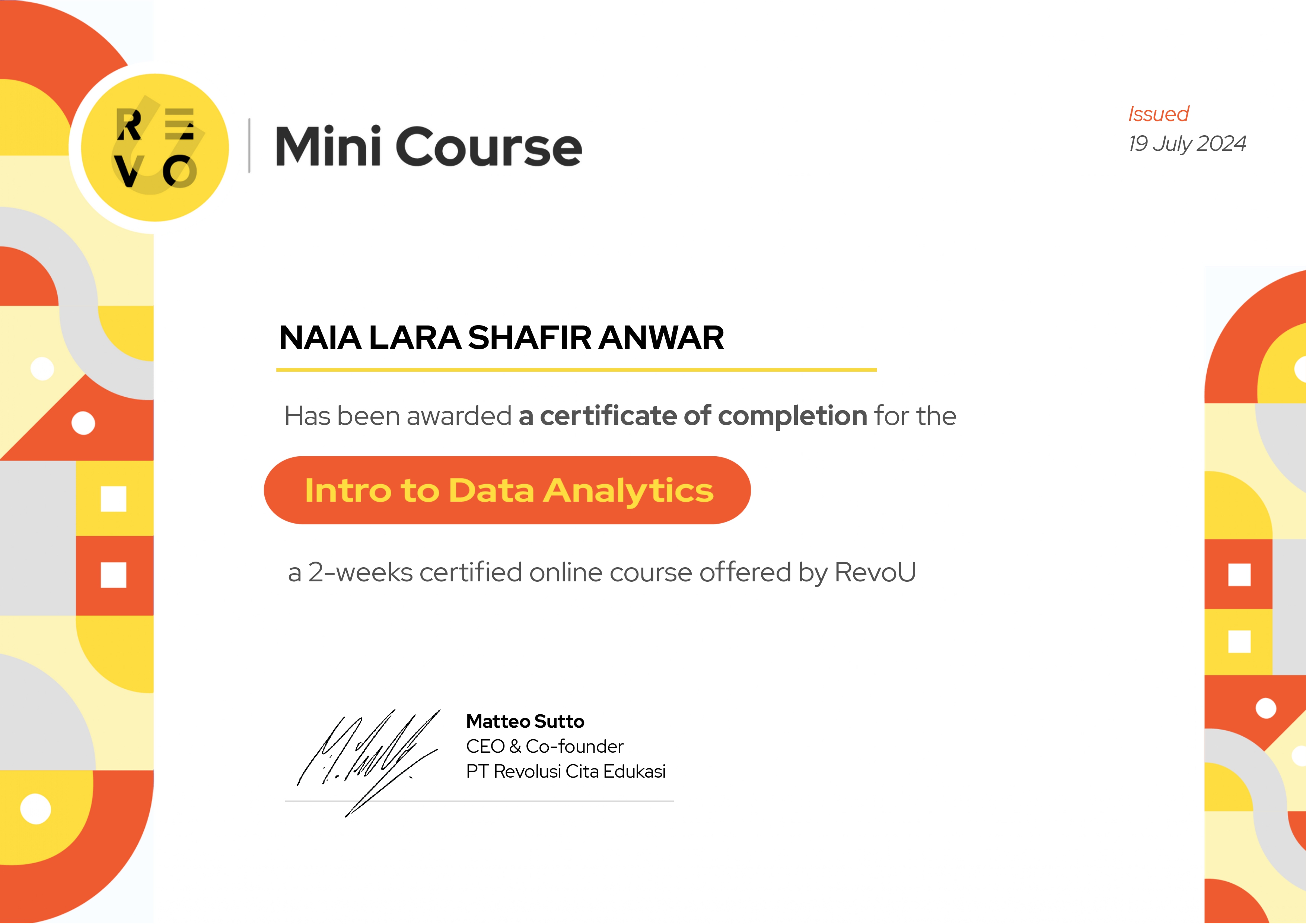 RevoU Certificate